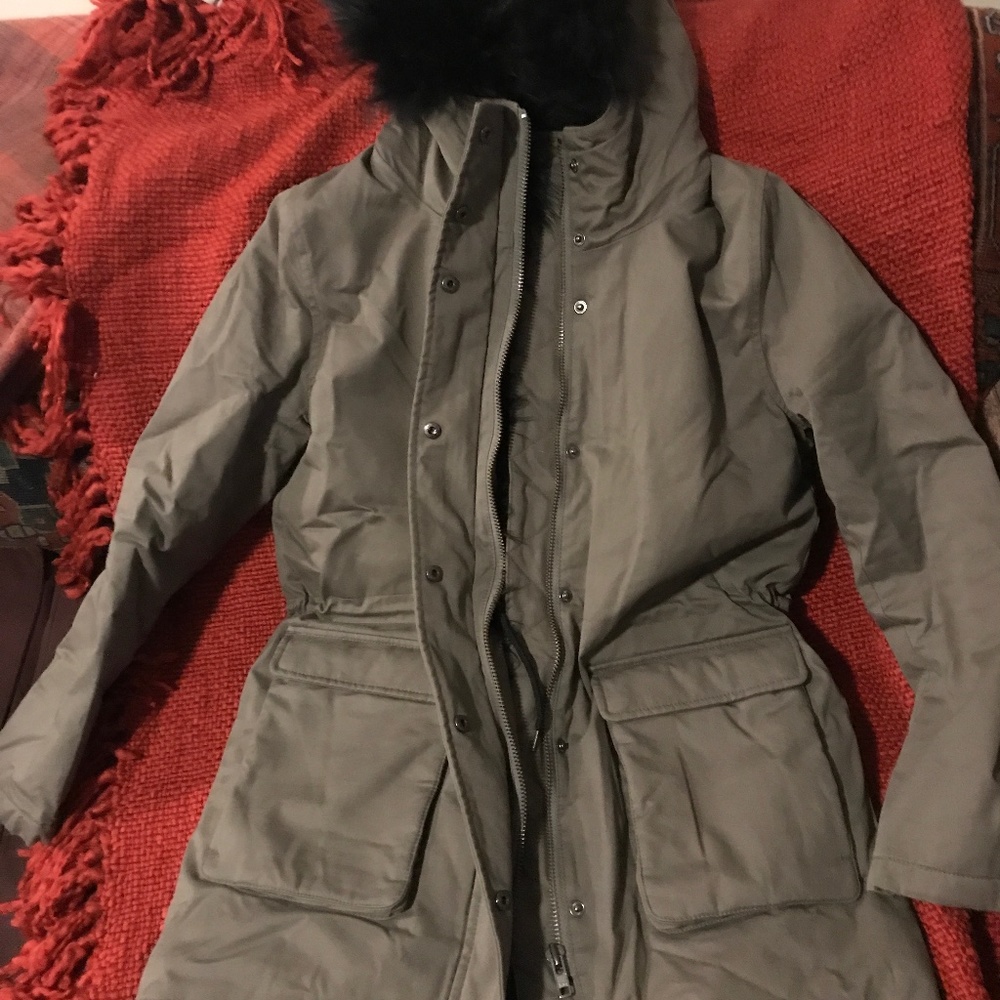 A green canvas jacket from the Kooples